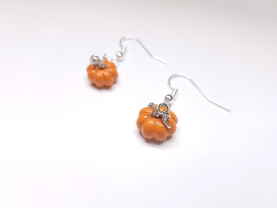 Preview: Kürbis Ohrringe orange silberfarben pumpkin